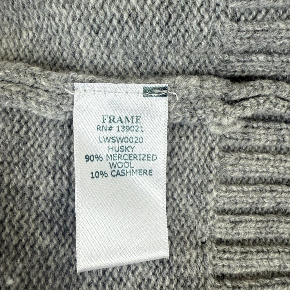 FRAME Cashmere-Wool Mock-Neck Sweater XS • Heather Gray • Patch Pockets - Picture 6 of 9